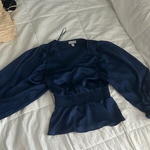 Sam and Jess Navy Blue Satin Blouse